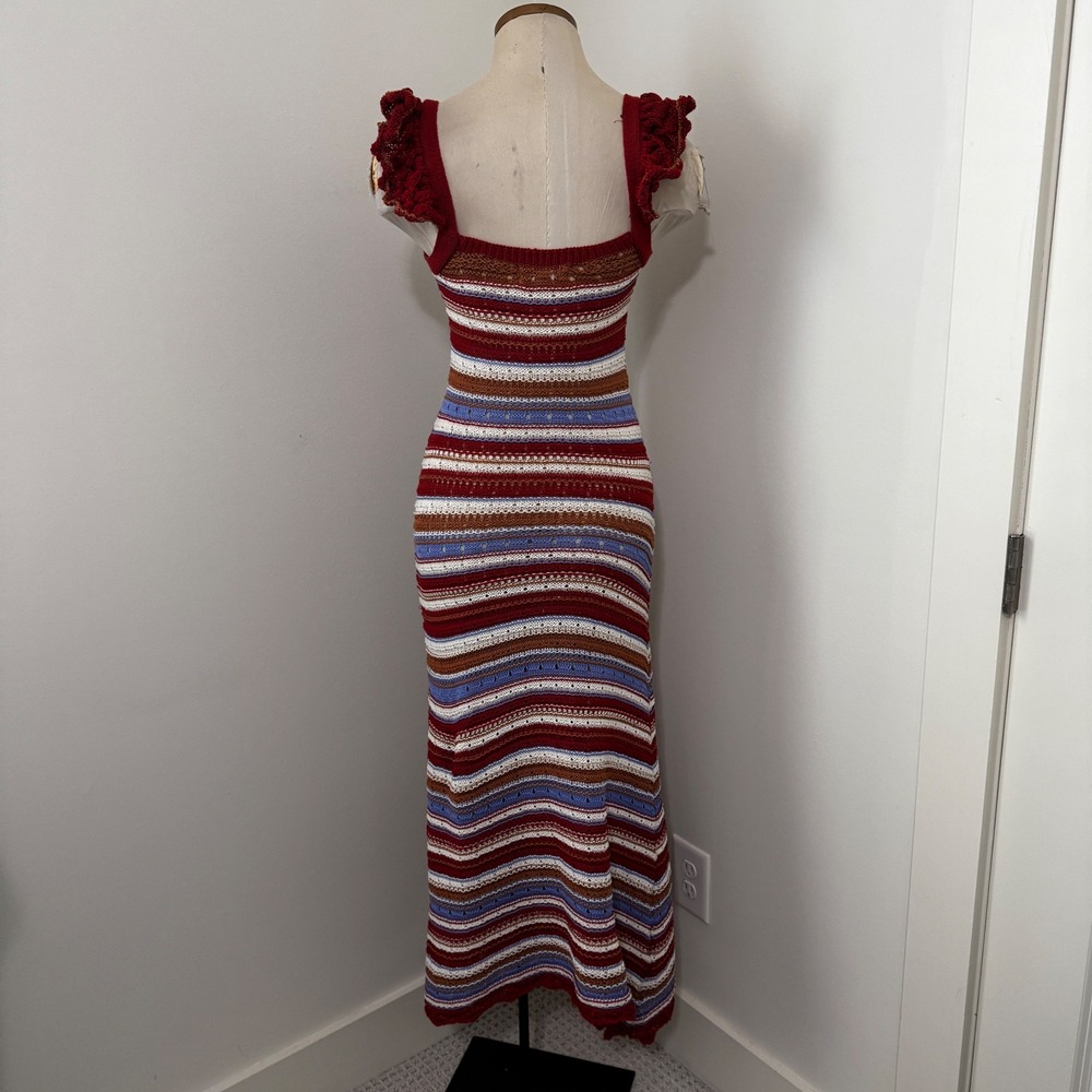 Lucca Small Crochet Knit Maxi Dress Bodycon Fitted Boho Bohemian Festival - Picture 3 of 7